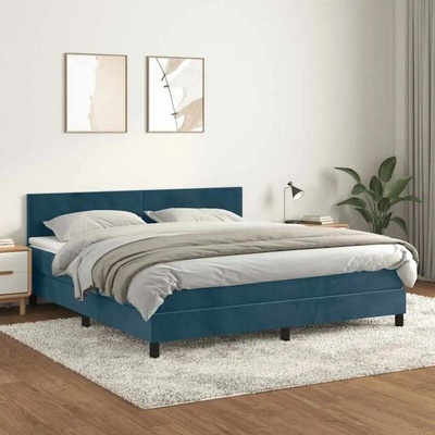 vidaXL 11461.3141201 Boxspring postel s matrací tmavě modrá samet