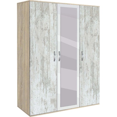 Bogdan Furniture G Трикрилен гардероб с огледало Мебели Богдан Модел bm-ava 31, кристал със сонома