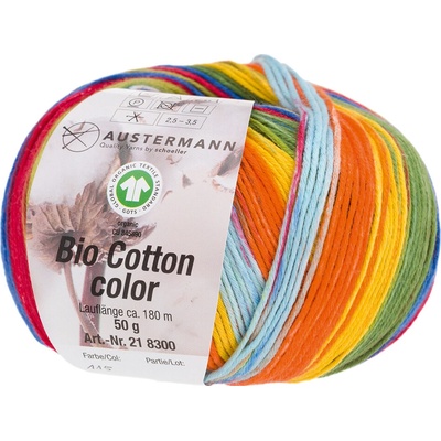 Austermann BIO COTTON COLOR - 100% organická bavlna - Ručně pletací příze Barva: 115 PAPAGEI