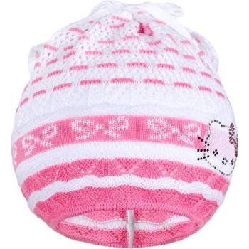 New Baby pletená čepice šátek kočička růžová