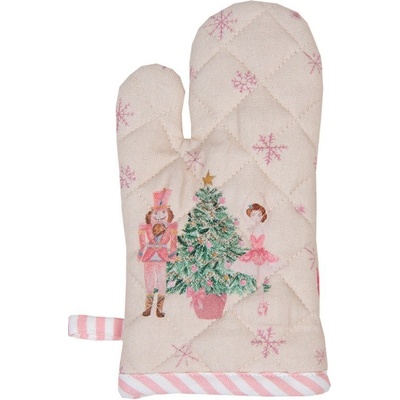 Clayre & Eef Béžová detská Chňapka rukavice s Luskáčikom a baletkou Pastel Nutcracker 12 x 21 cm