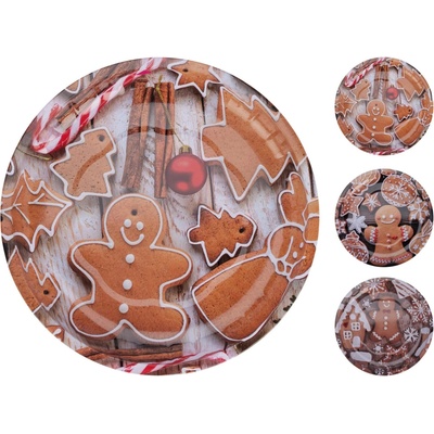 Plechový vianočný tanier 26 cm – mix dekorov