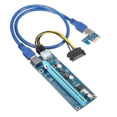 Конвертор Estillo Riser Card 6 Pin, PCI-Е x 1 към PCI-Е x16, USB 3.0 (8543709990)