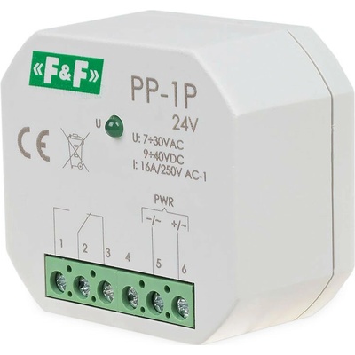 PP-1P/24 - Elektromagnetické pomocné relé, 24V, 16A, 1x NO/NC