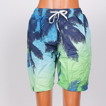 Image 1 of Мъжки бански тип шорти в синьо и зелено с палми