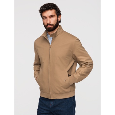 Ombre Clothing Мъжко яке Harrington със стойка и карирана подплата - светло кафяво V5 OM-JANP-0326 Ombre Clothing Ombre Clothing | Kafyav | МЪЖЕ | S