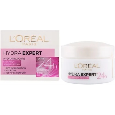 L'Oréal Hydra Expert 24h Dry & Sensitive Skin Cream - Хидратиращ крем за суха и чувствителна кожа от серията "Hydra Expert