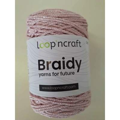 Loop'ncraft Braidy lurex - 25-12 růžová stříbrné vlákno