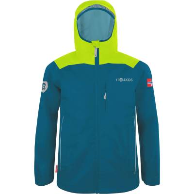 TROLLKIDS Детско водоустойчиво яке Trollkids Kids Bergen Jacket Waterproof jacket - Petrol / Lime - размер 140 (EU) (703-2396-0417)