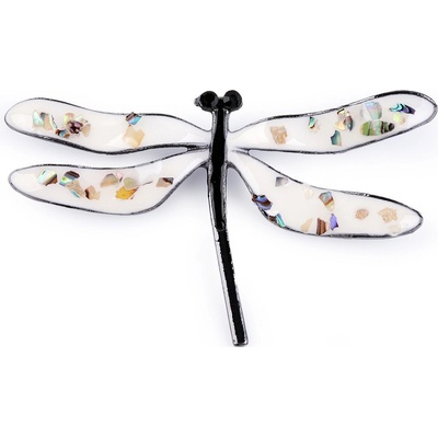 Prima-obchod Brož vážka zdobená perleťovými vločkami 1 bílá antracit – Sleviste.cz