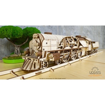 Ugears 3D puzzle Lokomotiva V-Express s vagónem 538 ks