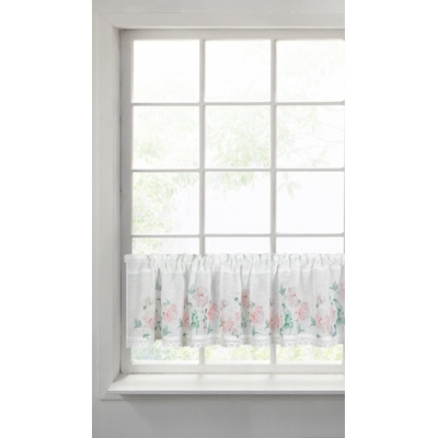 Takoy Záclonka z etamínu zdobená potiskem květin a krajkou 150 x 30 cm-HF-390616 | 150 x 30 cm