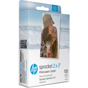 HP Sprocket Premium Zink pre-cut, self-adhesive photo paper, 2 x 3 inches (5.1 x 7.5 cm), 100 sheets, compatible with HP Sprocket photo printers. - HPIZ2X3100 (HPIZ2X3100)