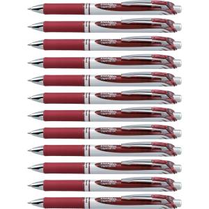 Pentel EnerGel XM BL77 gel pen with push mechanism, burgundy (pack of 12) - BL77-BGX-VE (BL77-BGX-VE)