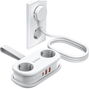 ORICO Разклонител с 2xAC контакта и захранване с 1хUSB-C и 2хUSB-A портове за мобилни устройства - Orico AP3 GaN 5in1 Power Strip (бял) (ORICO-AP3-2A2U1C-PRO-EU-WH)