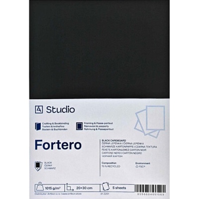 Černá lepenka Fortero 1015g 20x30cm, 5 listů