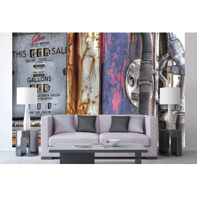 DIMEX ART Самозалепваща се флизелинова фототапета винтидж бензинова помпа 375 x 250 см