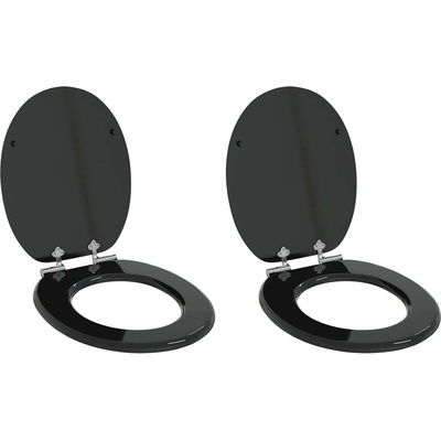 vidaXL Мека затваряща се тоалетна седалка 2 бр. Черен 44 x 38 см ПДЧ (3414530)