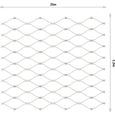 Lanková sieť, 1,2 x 25 m, oko 60 x 104 mm, ø 2 mm, AISI 316