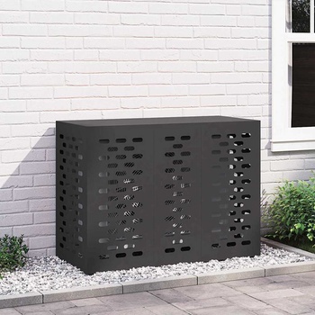 vidaXL Покритие за климатик Черно 110 x 50 x 80 cm Стомана (865904)