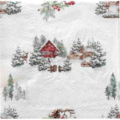 TORO Vianočné obrúsky so zimnou krajinou 3V 33x33 cm
