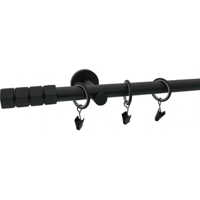 KovovégarnýžeCZ Garnýž Craft modern 19 mm černá matná Dvouřadá prodloužená 320 cm Kroužky s žabkou