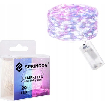 SPRINGOS LED reťaz Nano Duo 2 m 20 LED 2x AA ružová modrá