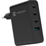 NATEC Ribera 1xUSB-A, 3xUSB-C, 100 W стенен зарядно устройство, черно