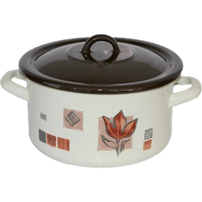 22 см (4, 6 л. ) плитка емайлирана тенджера с метален капак разцветка Рустика (17+39p/22 (12-1722))