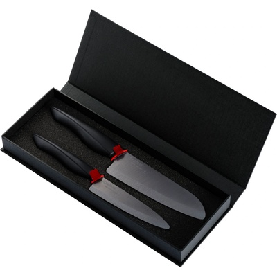 KYOCERA (Kyoto Ceramics - Япония) Комплект от 2 броя керамични ножове KYOCERA с черно острие и черна дръжка (Kyocera ZK - 2 PC - BK)