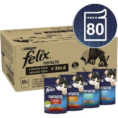Felix Fantastic hovězí, kuře, tuňák, treska v želé 80 x 85 g