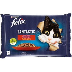 Purina Felix Fantastic Multipack Chicken & Beef - паучове с пилешко и говеждо - 4 x 85 г