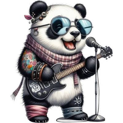 DTF transfer/nažehľovačka Rocker Panda Nálepka - výška: A5