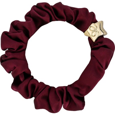 By Eloise London Gold Star Silk Scrunchie barva Sangria