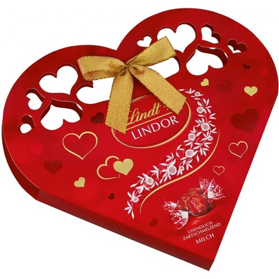 Lindt Lindor Milch Valentýnské srdce čokoládové pralinky 8 ks 112 g
