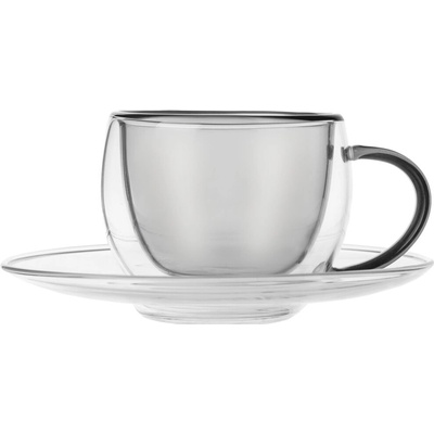 ORION Šálek s podšálkem Double espresso Grey 2 x 100 ml
