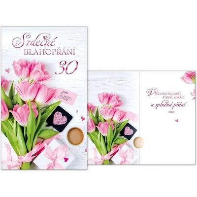 Přání k 30. narozeninám Tulipány