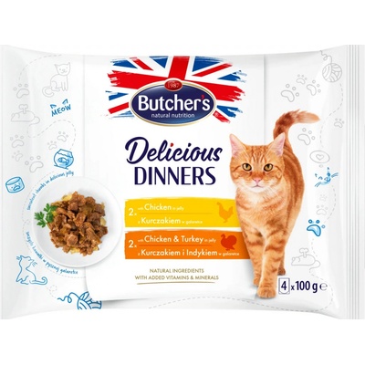 Butcher's Cat Delicious Dinners Chicken & Turkey 4 x 100 g