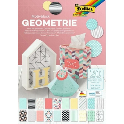 Papír na scrapbooking v bloku A4 270g/m2 20ls Geometry