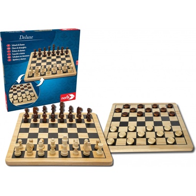 Simba Dickie Deluxe dřevěné šachy a dáma DE