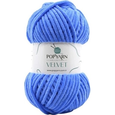 POPYARN Pletací příze Velvet B028 - modrá