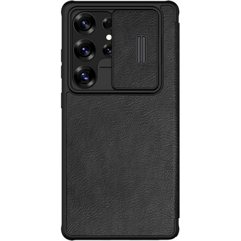 Nillkin Qin Book Pro Leather Flip Case - кожен калъф, тип портфейл за Samsung Galaxy S25 Ultra (черен)