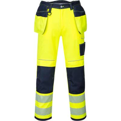 Portwest T501 PW3 Hi Vis Reflexné pracovné nohavice žltá/čierna