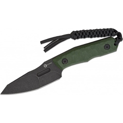 CIVIVI Green Canvas Micarta Handle Black Stonewashed D2 Blade With 1PC Black Lanyard, Black Kydex S