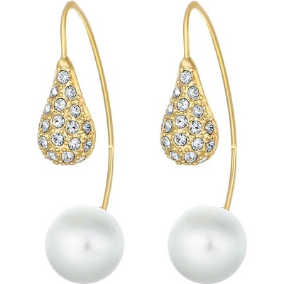 CRYSTalp Moderní náušnice s krystaly Swarovski a perlou LuxePearl 42369.G