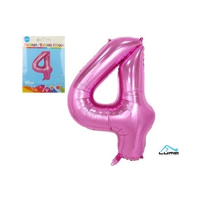 LUMA Balónek foliový č.4 RŮŽOVÝ 43 cm