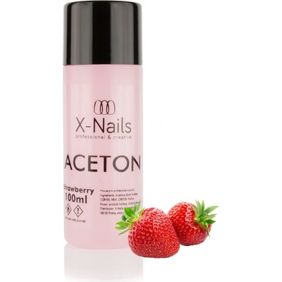 X Nails odstraňovač gel laku ACETON JAHODA 100 ml