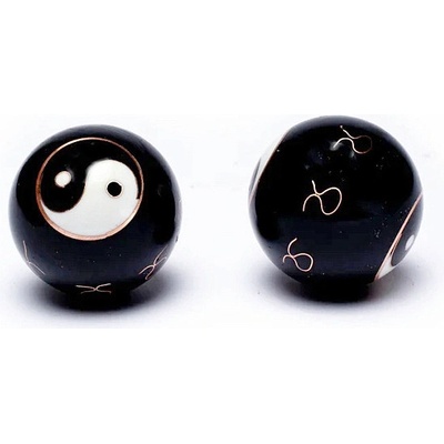 Nefertitis Zdravotní čínské meditační kuličky proti stresu Yin Yang black ozdobné 4 cm NF21637 - cca 4 cm