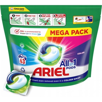 Ariel all in one Pods kapsuly na farebnú bielizeň 63 PD