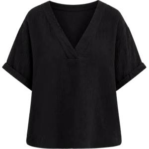 Seafolly Дамска тениска Seafolly Women's Double Gauze V-Neck Top T-shirt - Black (916-7410-0112)